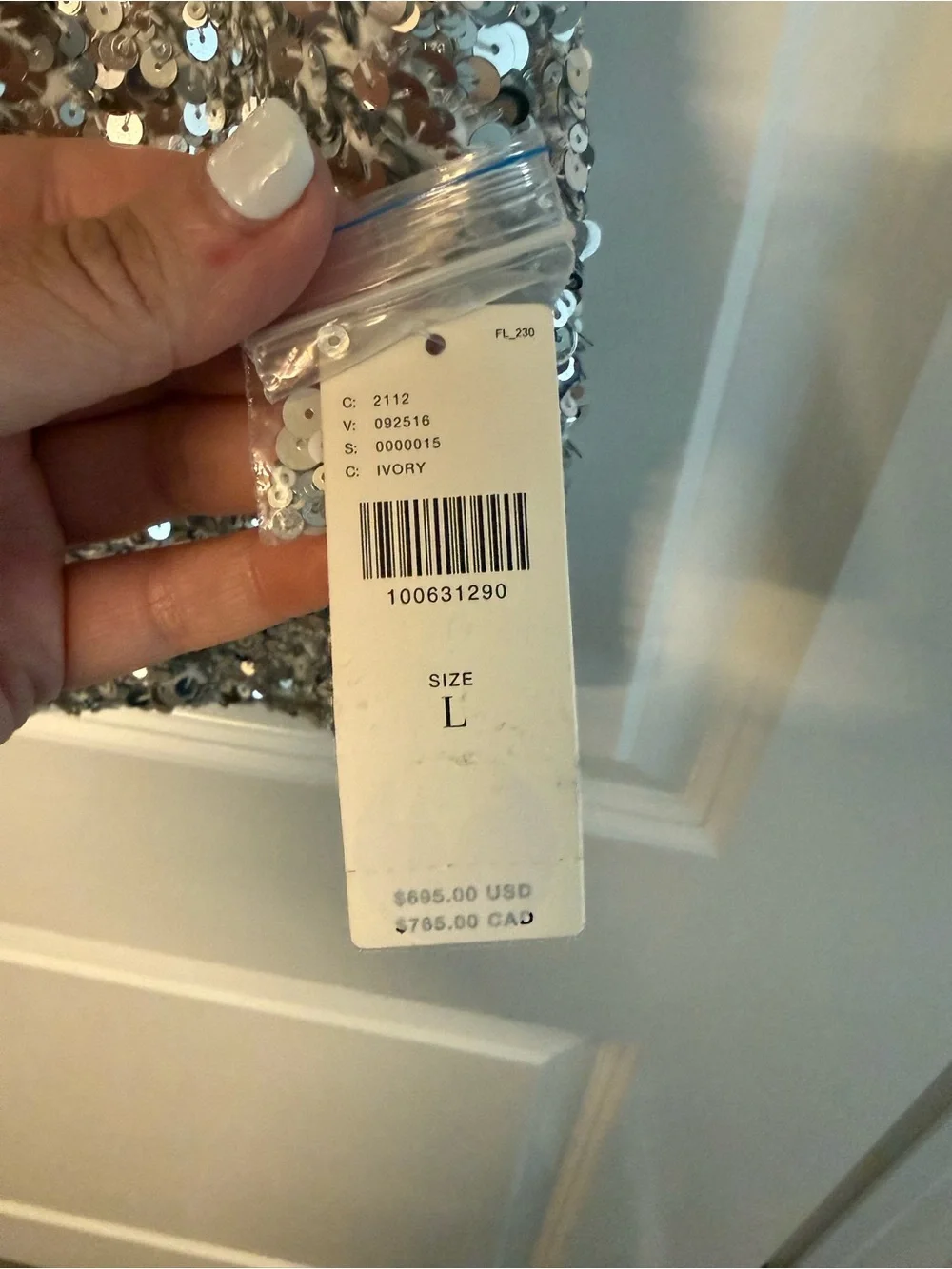 Retrofête White Silver Strapless Sequin Kameron Embellished Mini Dress Large